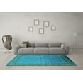 thumbnail image 3 of Ahgly Company Machine Washable Indoor Rectangle Oriental Turquoise Blue Industrial Area Rugs, 7' x 9', 3 of 4