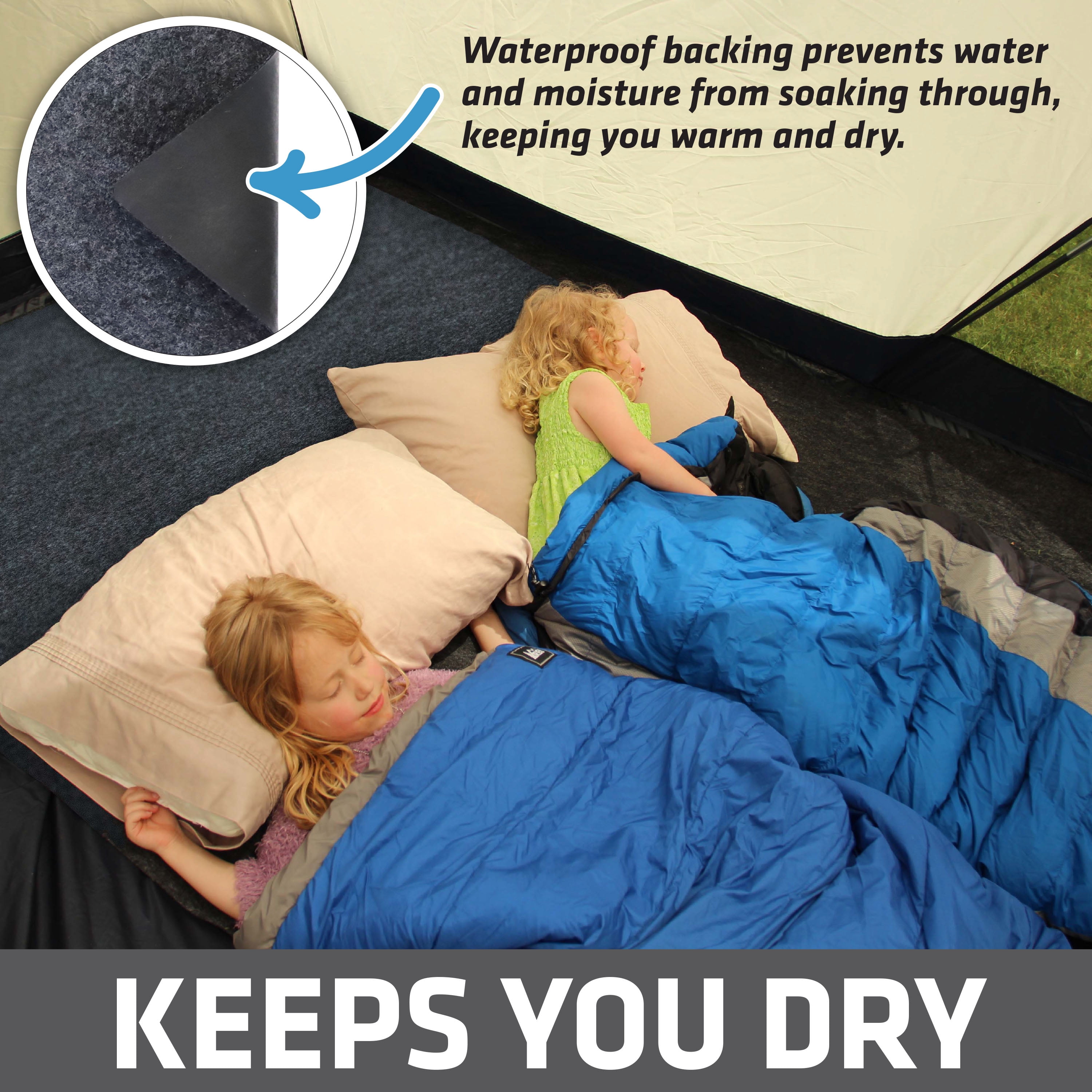 Drymate Tent Carpet Mat, Protective Waterproof Liner Keeps You Warm & Dry, Camping Floor Rug Accessory (60" x 74"), Durable, Lightweight, Soft & Comfortable, Trimmable Material (Charcoal)