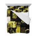 thumbnail image 7 of Quilts Twin-XL Size Bedding Set, Yellow Black Lightweight Quilted Comforter, Modern Abstract Art Botanical Soft Reversible Bedspread Coverlet with Pillow Covers for All Season, 68" x 98", 7 of 7