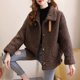 thumbnail image 1 of Abrigo y chaquetas informales sin capucha de manga larga para mujer, con bolsillos y botones, de invierno, holgado, versátil y cálido., 1 of 7