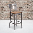 thumbnail image 4 of HERCULES Series Clear Coated ''X'' Back Metal Restaurant Barstool - Natural Wood Seat, 4 of 6