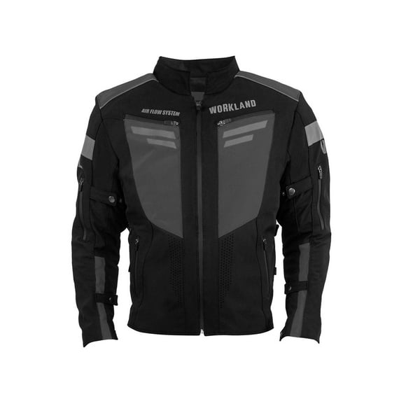 Chamarra motociclista hombre protectores reflejante impermeable WORKLAND 1985 negro 2XL WKL 1985NEGROGRIS
