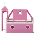 thumbnail image 6 of Harper & Bright Designs Low Loft Bed Twin Size with Slide and Storage Stairs, Wood Loft Bed with Tent & Tower for Boys & Girls, Pink, 6 of 18