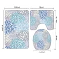 thumbnail image 3 of Blue Floral Leaf Pattern Bathroom Rugs Sets 3 Piece,Toilet Cover Set,Absorbent Non Slip Bathroom Mats Sets with U-Shaped Contour Rug Toilet Rug Set, 3 of 5