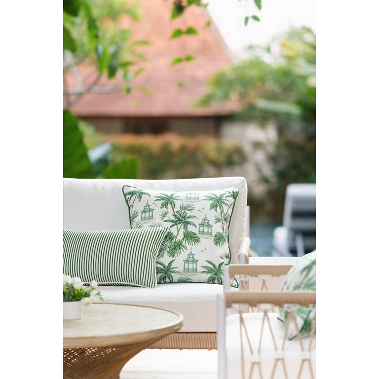 Hofdeco Premium Coastal Patio Indoor Outdoor Lumbar Pillow Cover