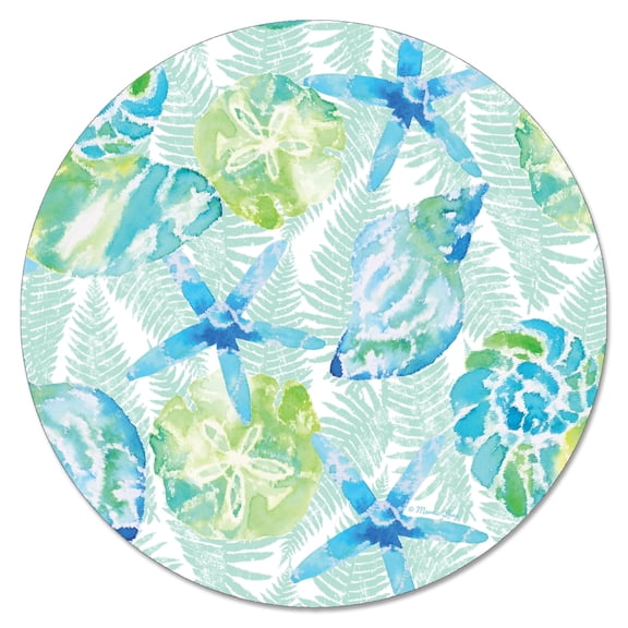 CounterArt Isla Mona Coastal 4mm Tempered Glass Lazy Susan 13"