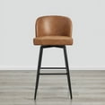 thumbnail image 3 of CHITA 30" Swivel Upholstered Counter Bar Stools with Back & Metal Legs Fabric in CloudSet of 4,Faux Leather in Cognac Brown, 3 of 8
