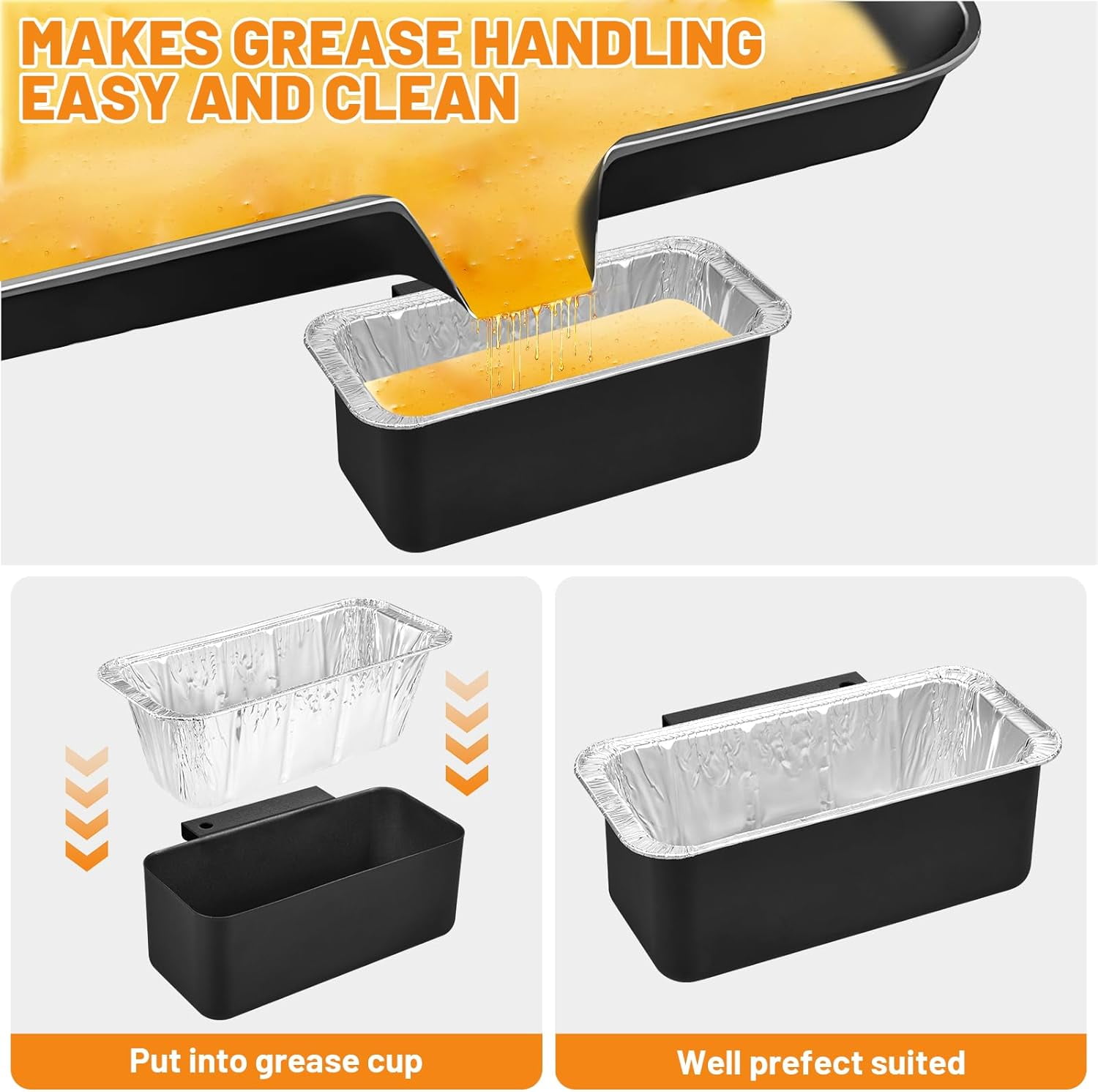 Griddle Grease Catcher for Blackstone Griddles 17'' 22'' 28'' 30'' 36'' with 15 Pack 5017 Blackstone Grease Cup Liners, Aluminum Foil Drip Pan Liner Grill Grease Tray, Blackstone Griddle Replacement