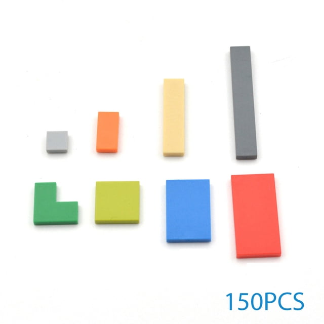 150PCS Multicolour Thin Tile Building Blocks Set, DIY Smooth Bulk Bricks Parts with Mini Figures, Creative Educational Construction Assemble Toy Gift for Kids Boys Girls
