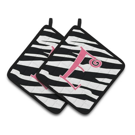 

Carolines Treasures CJ1037-EPTHD Letter E Initial Zebra Stripe and Pink Pair of Pot Holders 7.5HX7.5W multicolor