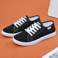 thumbnail image 2 of Womens Shoes,Retro Canvas Shoes Solid Color Lace Up for Casual Wear Flat Retro Canvas Shoes for Bottom Style,Shoes for Women,Black,9..5, 2 of 9
