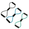 thumbnail image 1 of Elegantoss Figure 8 Exercise Band Training Resistance Cord Tube Workout Body Building Fitness Equipment Tool for Home, Gym, Yoga, Pilates, Physical Therapy Training (Blue,Green,Black) Set of 3, 1 of 6