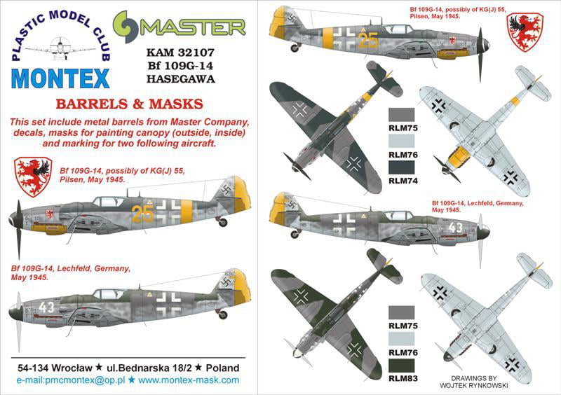 Montex Maxi Mask 1:32 Me-109 K-4 for Hasegawa ST 20 Spraying Stencil #MM32007