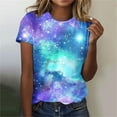 thumbnail image 2 of Womens Galaxy Space Print T-Shirts Short Sleeve Crewneck Graphic Tees Casual Summer Fashion Tops 2025, 2 of 5