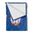 thumbnail image 2 of Moon Soft Flannel Fleece Blanket, Cartoon Owls Playing on the Moon Stars in the Background Colorful Drawing Style Print, Cozy Plush for Indoor and Outdoor Use, 50" x 70", Multicolor, by Ambesonne, 2 of 5