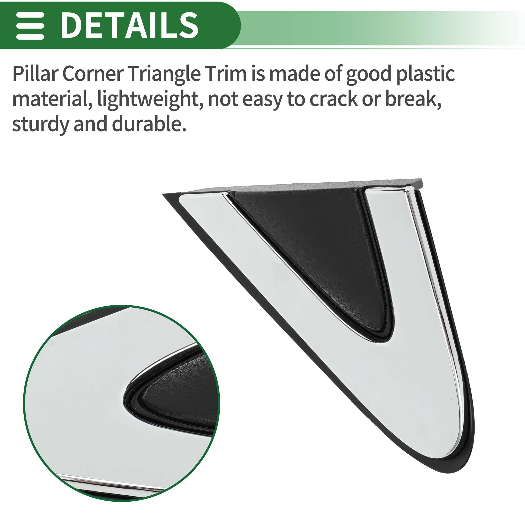 Unique Bargains Pillar Corner Triangle Trim for Chrysler 200 2015 Plastic Black Silver