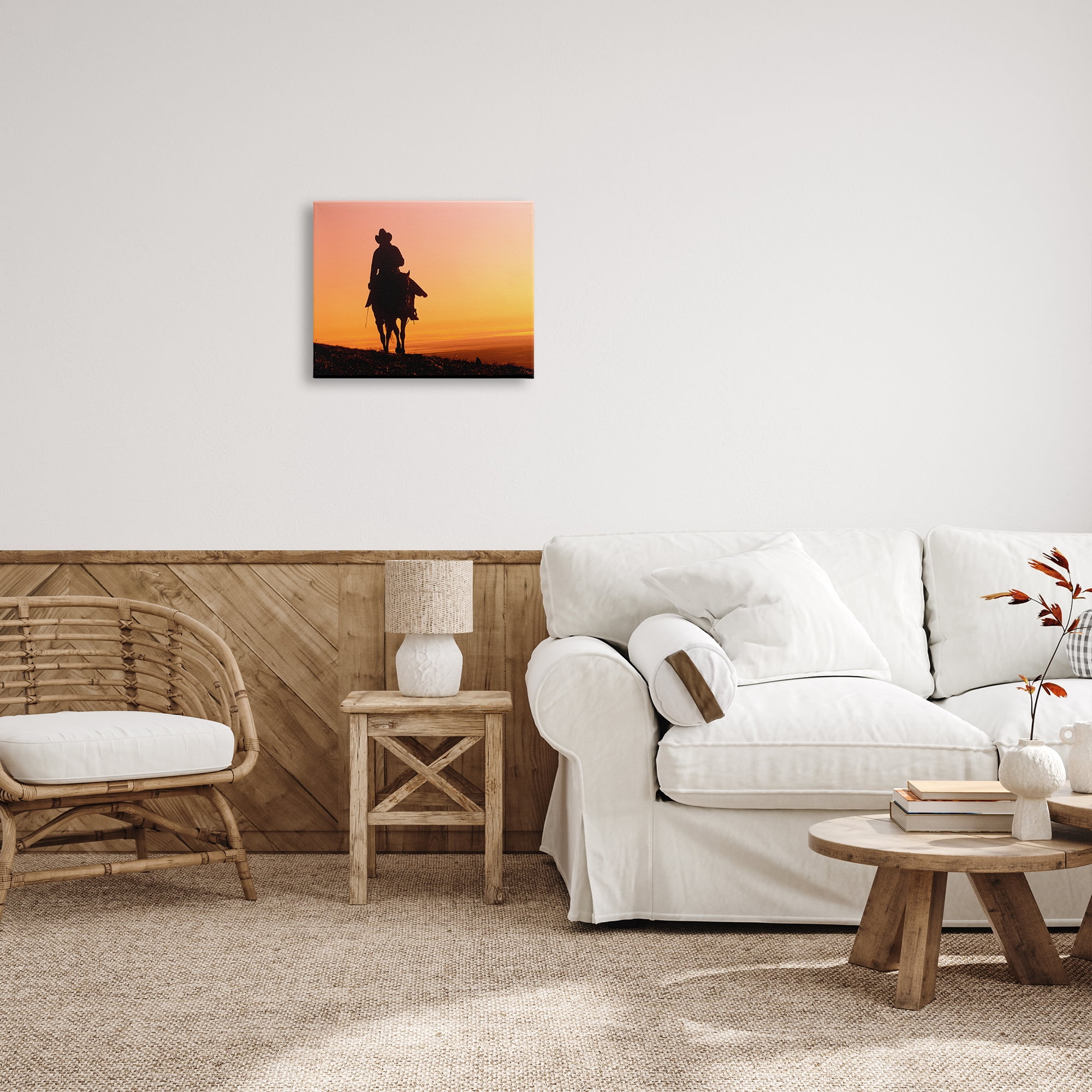 Stupell Indtries Woman Riding Horse Silhouette Southwestern Sunset Landscape,20 x 16,Design by J.C. Leacock