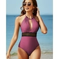 thumbnail image 5 of Beautyin Womens One Piece Swimsuits Tummy Control Ruched Bathing Suits Strappy Monokini Halter Swimming Suit, 5 of 7