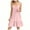 Pink, variant on Sundress for Women 2025 -Spaghetti Strap V Neck Mini Dress Pleated Ruffle Flowy Vacation Beach Boho Dress XL