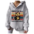 thumbnail image 1 of WEAIXIMIUNG Oversized Sweatshirt First Of All I'M A Letter Printed Hoodie for Women, 1 of 4