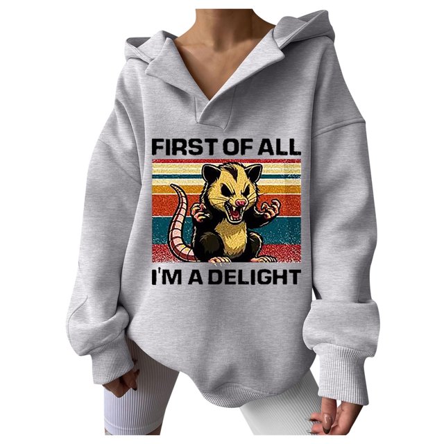 WEAIXIMIUNG Oversized Sweatshirt First Of All I'M A Letter Printed Hoodie for Women