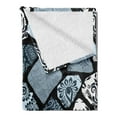 thumbnail image 2 of Floral Soft Flannel Fleece Blanket, Modern Design with Geometrical Shapes and Patterns from Diverse Cultures, Cozy Plush for Indoor and Outdoor Use, 50" x 60", Bluegrey Black White, by Ambesonne, 2 of 5