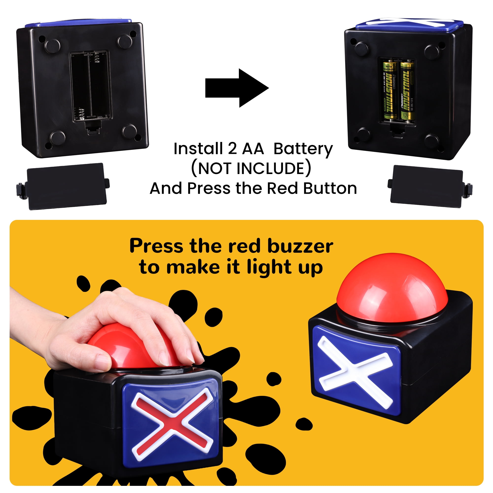 MyMealivos 2 Pcs Answer Buzzers for Adults with Lights and Sound, Novelty Toy Button for Game Quiz Family Classroom
