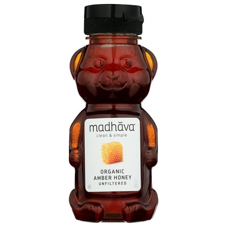 Pack of 6, Madhava Organic Unfiltered Amber Honey, 12 oz