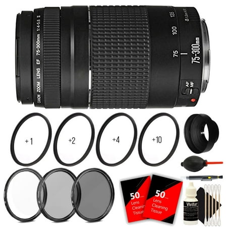 Canon EF 75-300mm f/4-5.6 III USM + 58mm Macro & Filter Kit for Canon 70D 80D T6 T6i