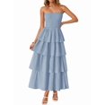 thumbnail image 3 of Women'S Summer Boho Strapless Maxi Dress Casual Sleeveless Off Shoulder Beach Long Sundress Blue-Gray XL, 3 of 9