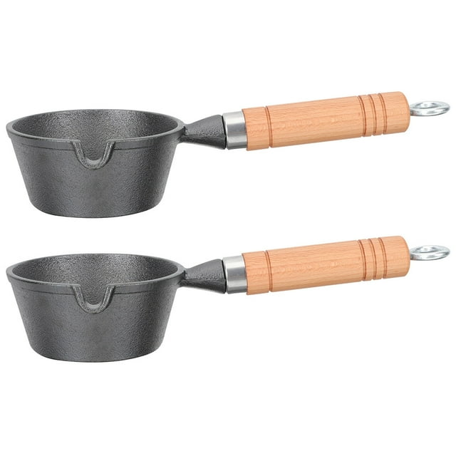 2pcs Small Cooking Pot Metal Milk Pot Iron Oil Pot Small Sauce Pot Melting Pot Kitchen Gadget