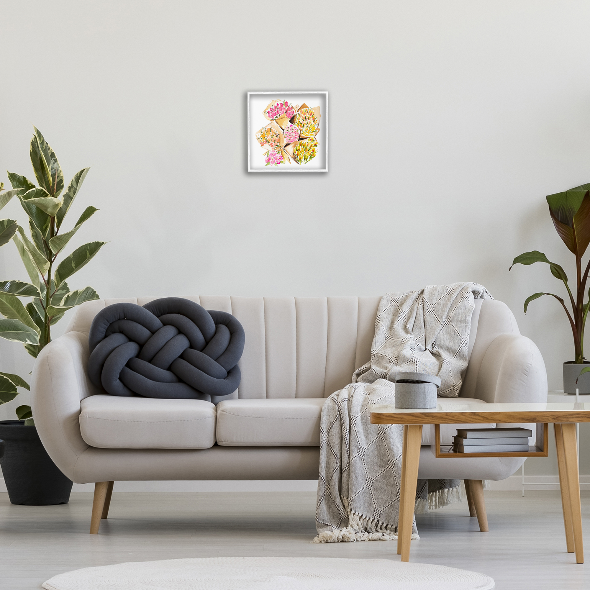 Stupell Industries Bundle of Bouquets Botanical & Floral Painting White Framed Art Print Wall Art, 12 x 12