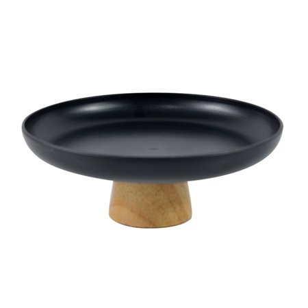 

Nordic Round Solid Wood Base Tray Tray Fruit Food Tray Tray Household Storage Tray Storage Tray(Black)