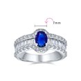 thumbnail image 5 of Bling Jewelry Womens Vintage Art Deco Halo Blue Simulated Sapphire Engagement Ring Sterling Silver, 5 of 6