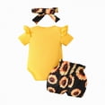 thumbnail image 4 of NOLDARES Baby Girls Clothes Summer Outfits Short Sleeve Saying Romper print Shorts(Yellow,0-3 Months), 4 of 9