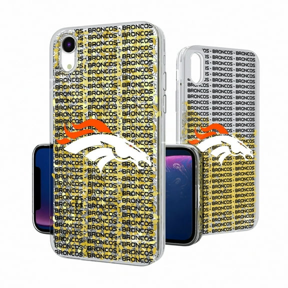Denver Broncos iPhone Text Backdrop Design Glitter Case