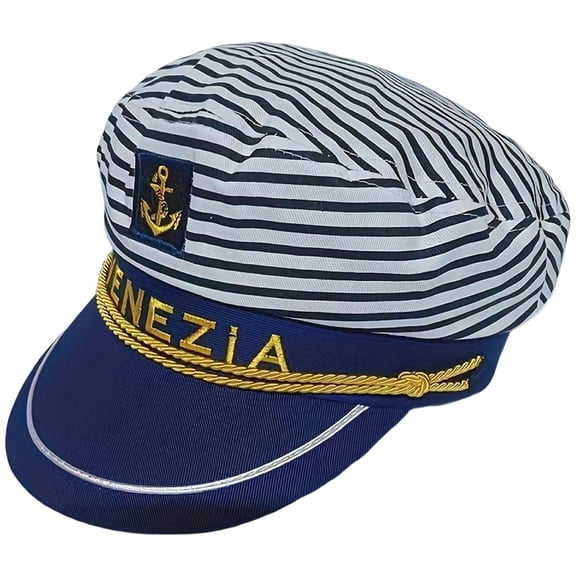 Vjnyvs Unisex Navy Cap Captain Hat Striped Navy Hat Sailor Burning Man Party Cap For Men Woman Party,Outdoor