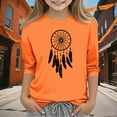thumbnail image 1 of YUNAFFT T-shirts Décontractés Unisexes Imprimé Créatif de Festival Manches Trois-Quarts Col Rond Style Vacances Orange, 1 of 6