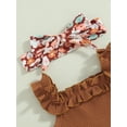 thumbnail image 6 of nvzhuang Baby Girls 3Pcs Summer Outfits, Ruffle Strap Romper + Floral Shorts + Headband Set, 6 of 9