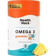 thumbnail image 1 of Omega 3 Gummies Health Hack con DHA y EPA Sabor Piña Sin Azúcar 180 Gomitas, 1 of 9