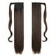 thumbnail image 2 of Coleta de pelo liso, extensiones de cabello largo marrón envolventes, cola de caballo para niñas de 21,7 pulgadas, 2 of 12