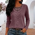 thumbnail image 2 of CAIXIA Long Sleeve Shirts for Women Boho Tops Trendy Blouses Dressy Casual Lace Tops Fall Outfits Fashion Winter Clothing Tunic Tops Loose Fit Business Casual Outfits, 2 of 6