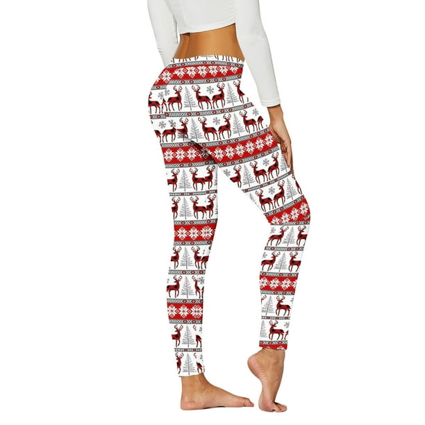 MKLEKYY Leggings deportivos para mujer, informales, con estampado navideño, de cintura alta, con estampado floral, para yoga, correr, fitness diario