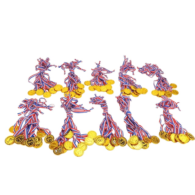 100 piezas de medallas de plástico para niños, medallas de oro para eventos deportivos, festivales y competiciones