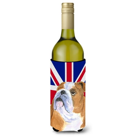 

Carolines Treasures SS4933LITERK English Bulldog with English Union Jack British Flag Wine Bottle Hugger Wine Bottle