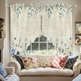 thumbnail image 3 of Swag Curtains Valances for Windows, Retro Blue Flowers Floral Short Kitchen Window Curtains Over Sink, Eucalyptus Leaf Cafe Curtains Panel Set Of 2,Rod Pocket, 45 Inches Length Beige, 3 of 8
