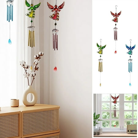 Msgweeeg Windchimes Gifts for Women Wind Chime Iron Metal Crafts Ornaments Glass Painted Spray Courtyard Balcony Porch Pendant