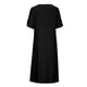 thumbnail image 5 of Vestidos Para Mujer Maxi Vestido de Moda Color Sólido Cuello Redondo Manga Media Vestido de Lino de Algodón Odeerbi  ODB155961, 5 of 8
