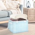 thumbnail image 5 of Light Blue Vertical White Lines Fabric Texture Foldable Storage Bin with Lid and Handle Collapsible Storage Box 16.5 x 12.6 x 11.8 inches, 5 of 7