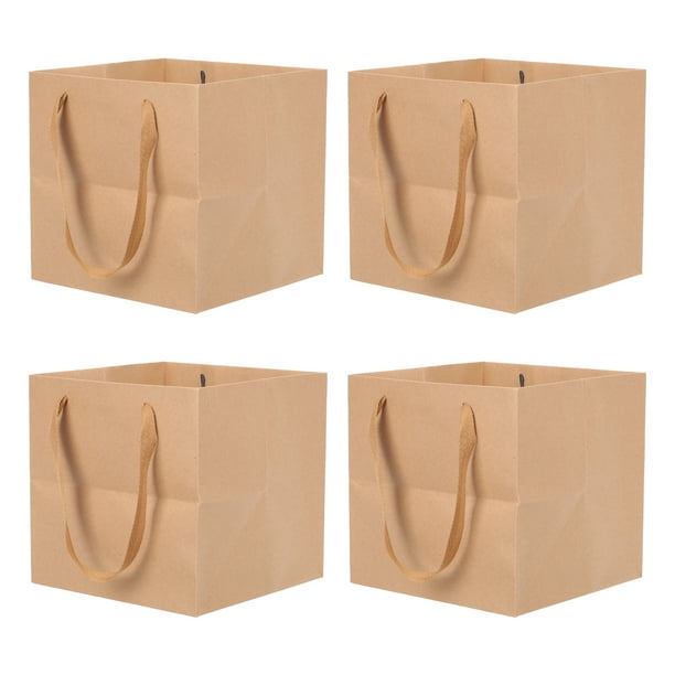 4 bolsas de regalo de papel kraft para alimentos, con asa, para pan